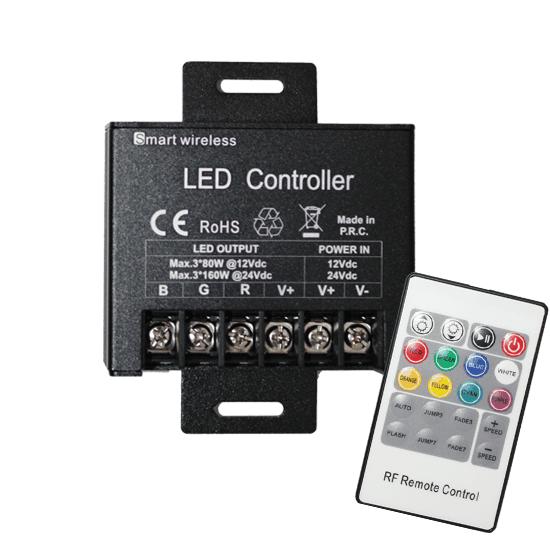 POWER RGB LED CONTROLLER 20A 240W/12V 480W/24V & RF REMOTE - ledmania.gr