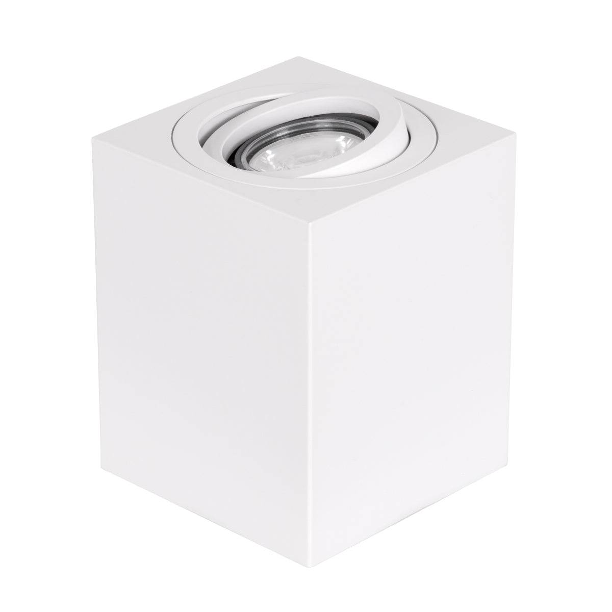 GloboStar® AKIRA 60622 Επιφανειακό Κινούμενο Τετράγωνο Φωτιστικό Σποτ Αλουμινίου με Ντουί GU10 AC 220-240V IP44 Μ8 x Π8 x Υ10cm - Λευκό - 5 Years Warranty - ledmania.gr