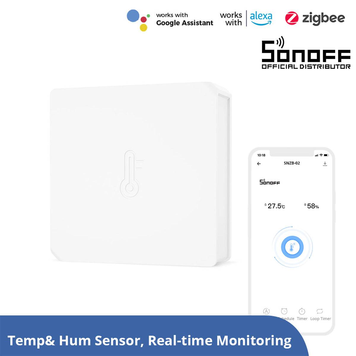 GloboStar® 80048 SONOFF SNZB-02-R3 – Zigbee Wireless Temperature & Humidity Sensor Real Time Monitoring - ledmania.gr