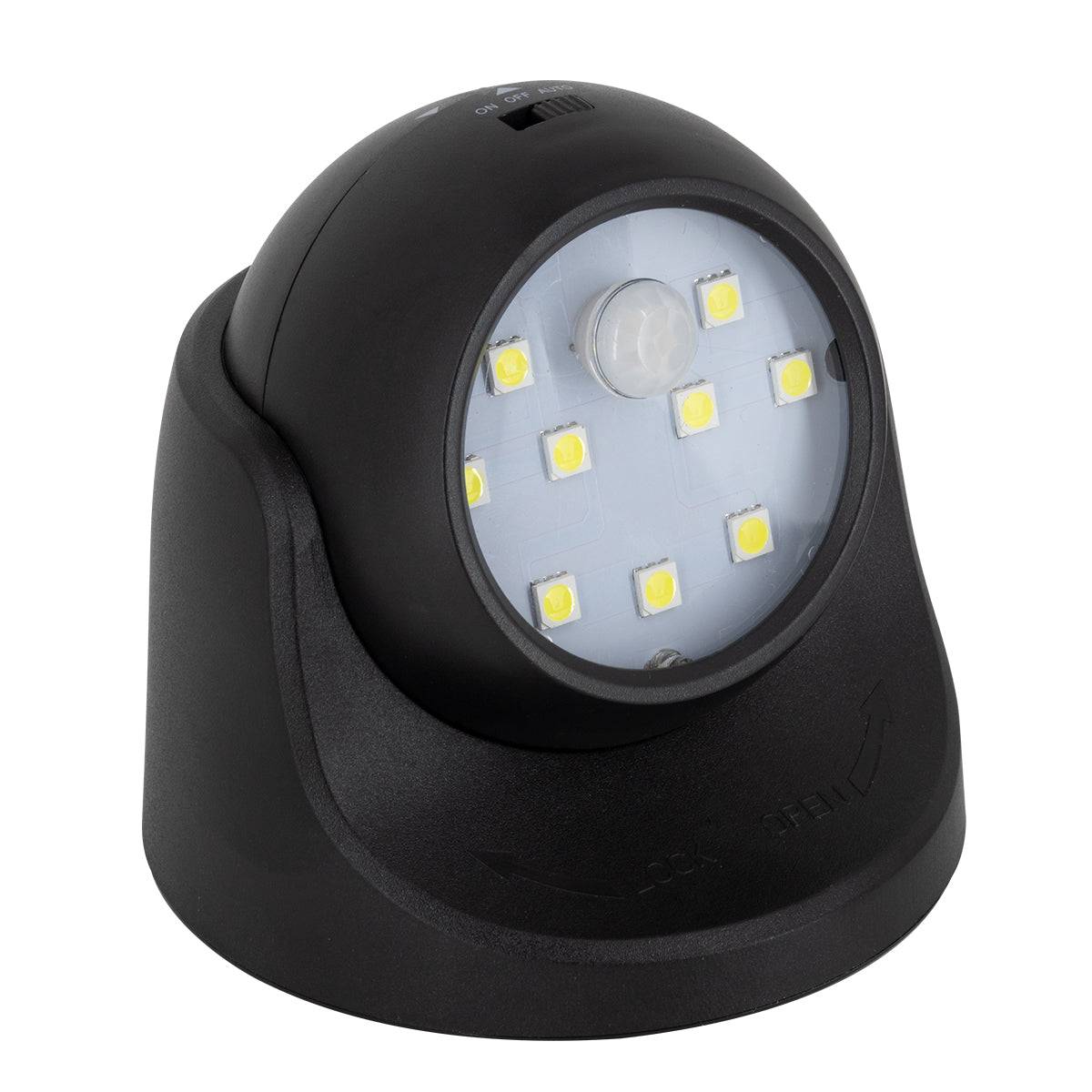 GloboStar® 79001 Μαύρο Φωτιστικό Μπαταρίας σε Σχήμα Κάμερας LED SMD 3W 300lm με Αισθητήρα Ημέρας-Νύχτας και PIR Αισθητήρα Κίνησης Ψυχρό Λευκό 6000K - ledmania.gr