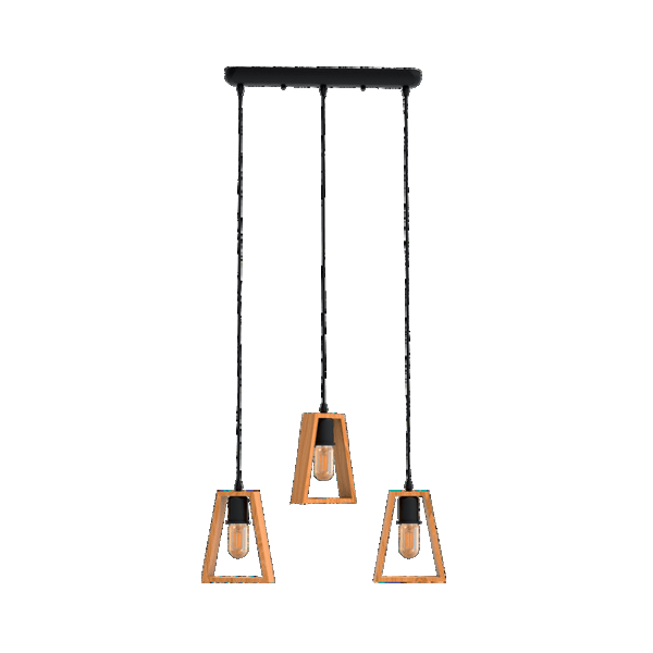 RONNY PENDANT 3xE27 BLACK/WOOD - ledmania.gr