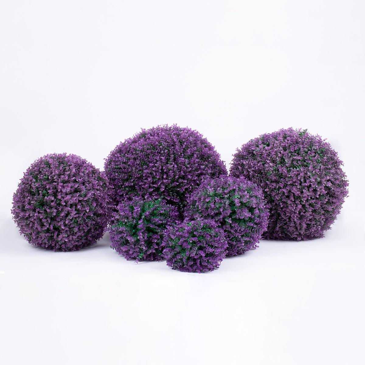 GloboStar® 78522 Artificial - Συνθετικό Τεχνητό Διακοσμητικό Φυτό Θάμνος Πυξάρι Πράσινο - Μωβ Φ46cm - ledmania.gr