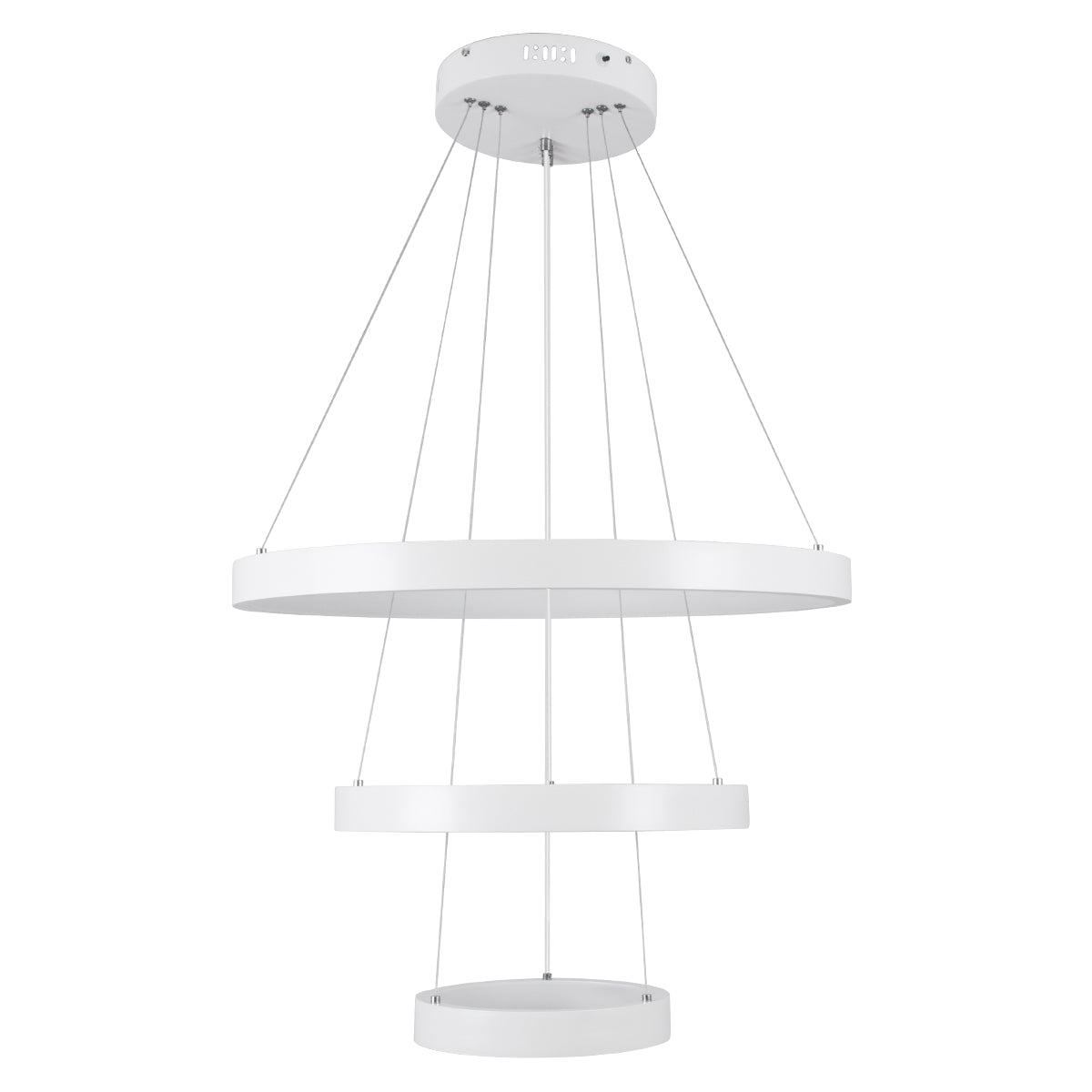 GloboStar® NEMESIS TRIO 61168-DECO Κρεμαστό Φωτιστικό Δαχτυλίδι-Κύκλος LED CCT 100W 12123lm 360° AC 220-240V - Εναλλαγή Φωτισμού μέσω Τηλεχειριστηρίου All In One Ψυχρό 6000k+Φυσικό 4500k+Θερμό 2700k Dimmable Φ25+40+60cm - Λευκό - 3 Years Warranty - ledmania.gr