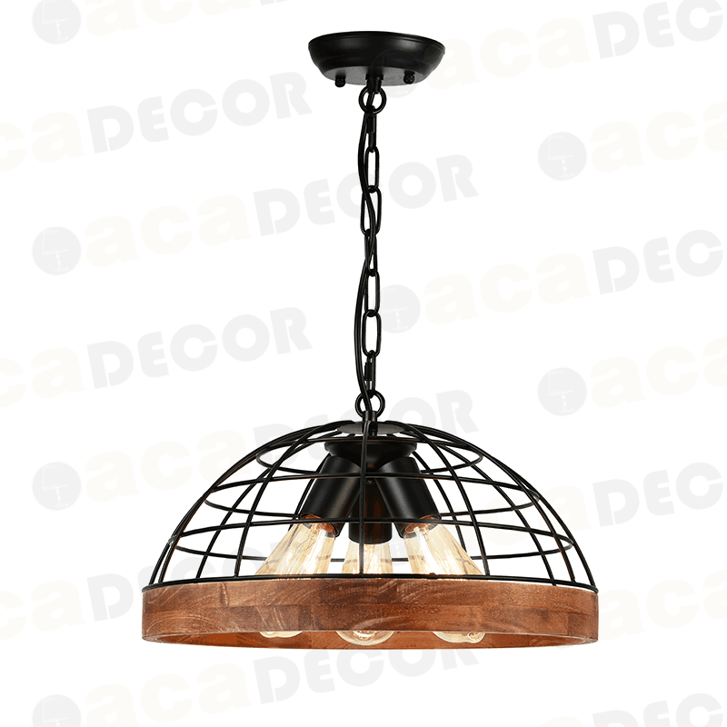 ^ΚΡΕΜΑΣΤΟ Φ/Σ 3ΧΕ27 ΞΥΛΟ+ΜΑΥΡΟ ΜΕΤΑΛΛΟ D40XH120CM - ledmania.gr
