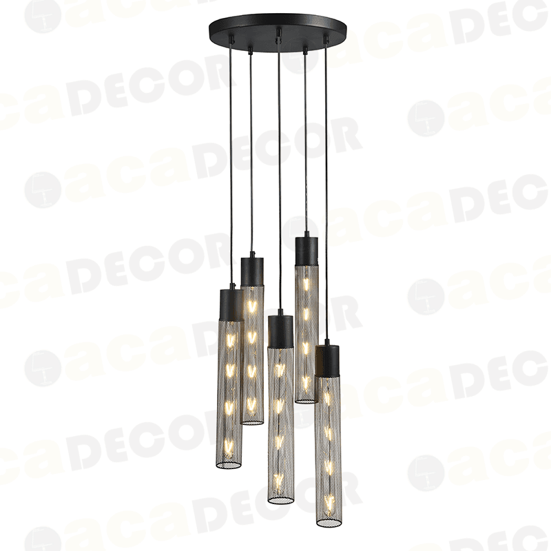 ^ΚΡΕΜΑΣΤΟ Φ/Σ 5ΧΕ27 ΜΑΥΡΟ ΜΕΤΑΛΛΙΚΟ D35XH120CM - ledmania.gr