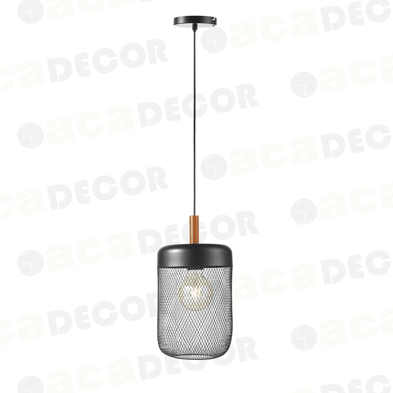 ^ΚΡΕΜΑΣΤΟ Φ/Σ 1ΧΕ27 ΜΑΥΡΟ ΜΕΤΑΛΛΙΚΟ+ΞΥΛΟ D20XH154CM - ledmania.gr