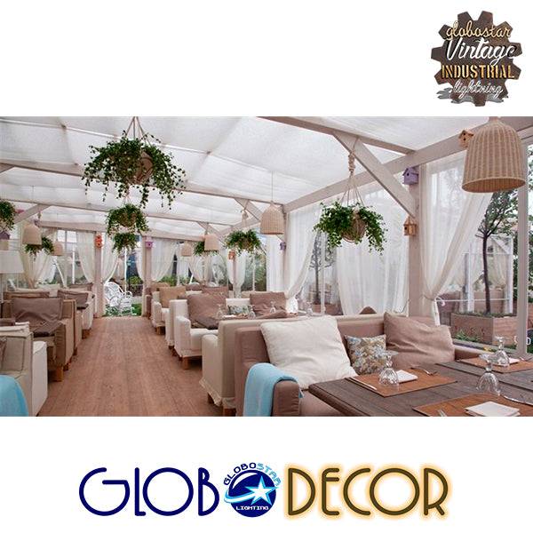 GloboStar® BAHAMAS 01203 Vintage Κρεμαστό Φωτιστικό Οροφής Μονόφωτο Μπεζ Ξύλινο Ψάθινο Bamboo Φ45 x Υ47cm - ledmania.gr