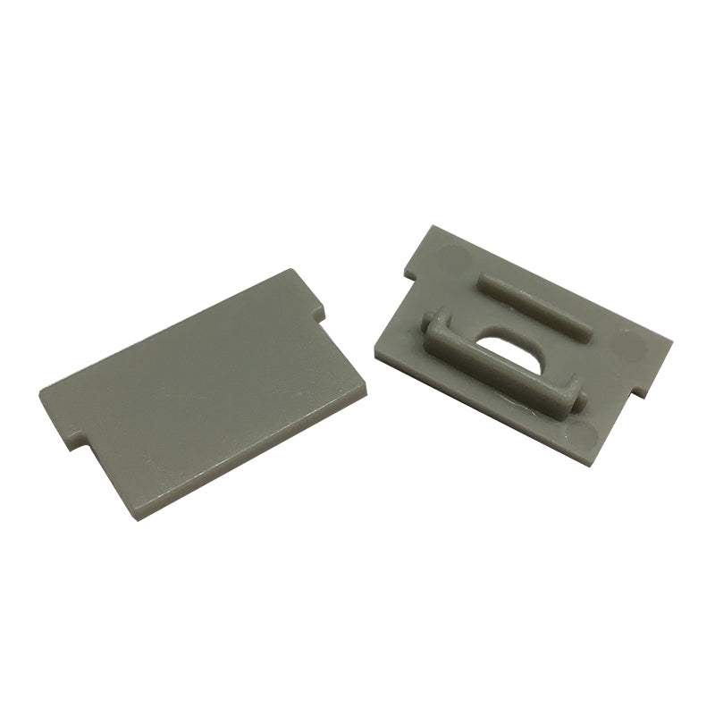 SET OF GREY PLASTIC END CAPS FOR P131, 1PC WITH HOLE & 1PC WITHOUT HOLE - ledmania.gr