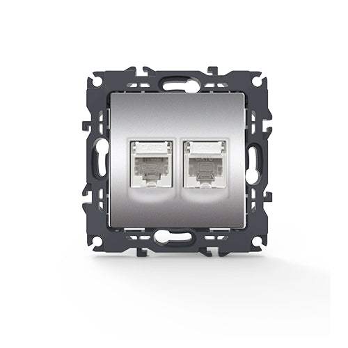PRIME ΠΡΙΖΑ ΤΗΛΕΦΩΝΟΥ 1xRJ11 CAT3 IP20 & ΠΡΙΖΑ ΔΙΚΤΥΟΥ 1xRJ45 CAT6 UTP IP20 MAT ΑΛΟΥΜΙΝΙΟ - ledmania.gr