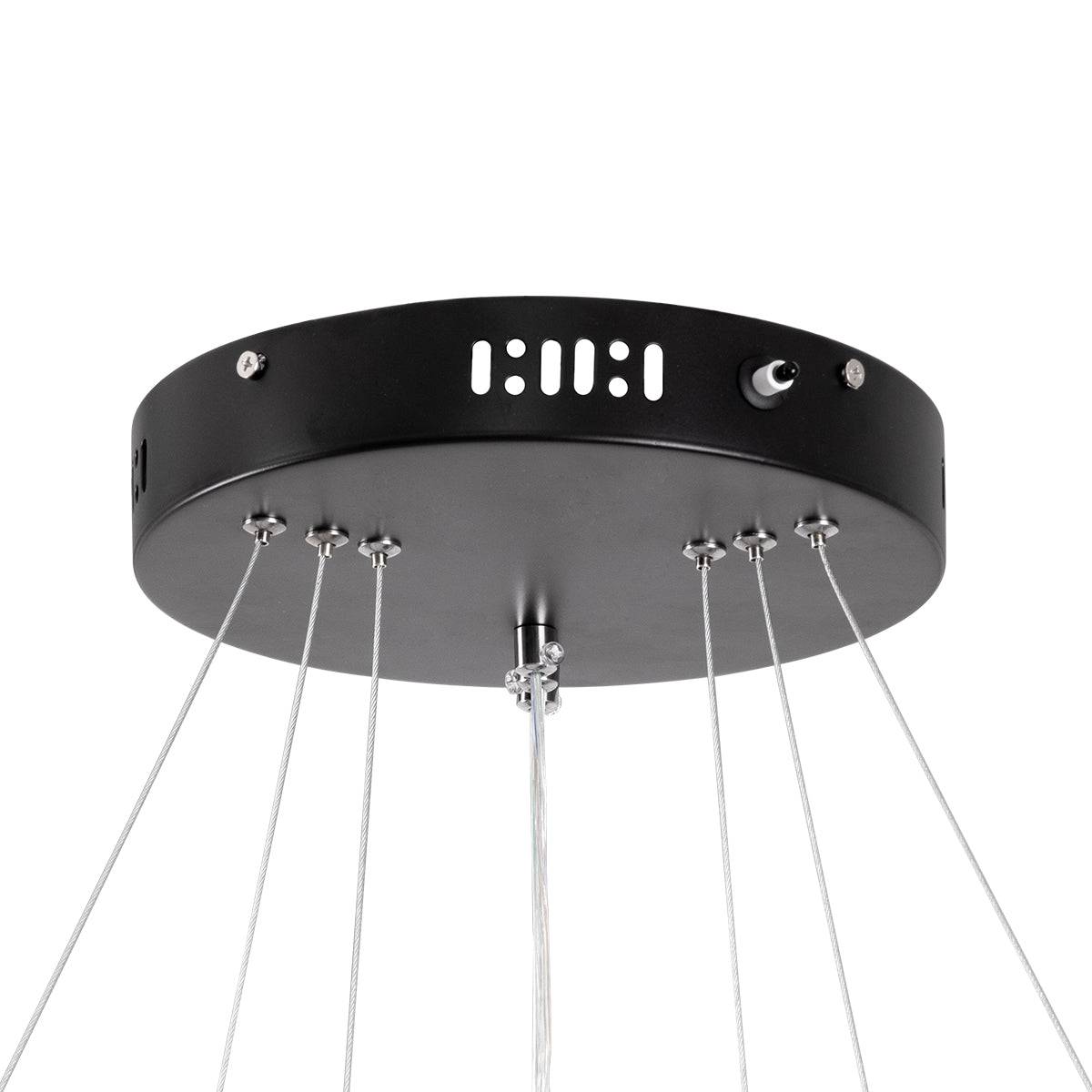 GloboStar® DIAMOND TRIO 61140-DECO Κρεμαστό Φωτιστικό Δαχτυλίδι-Κύκλος LED CCT 150W 18379lm 360° AC 220-240V - Εναλλαγή Φωτισμού μέσω Τηλεχειριστηρίου All In One Ψυχρό 6000k+Φυσικό 4500k+Θερμό 2700k Dimmable Φ60+80+100cm - Μαύρο - 3 Years Warranty - ledmania.gr