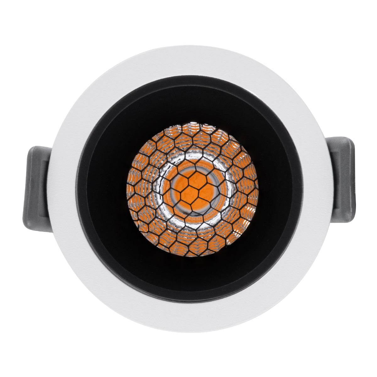 GloboStar® PLUTO-S 60247 Χωνευτό LED Spot Downlight TrimLess Φ6.4cm 7W 875lm 38° AC 220-240V IP20 Φ6.4 x Υ4.9cm - Στρόγγυλο - Λευκό με Μαύρο Κάτοπτρο & Anti-Glare HoneyComb - Θερμό Λευκό 2700K - Bridgelux COB - 5 Years Warranty - ledmania.gr