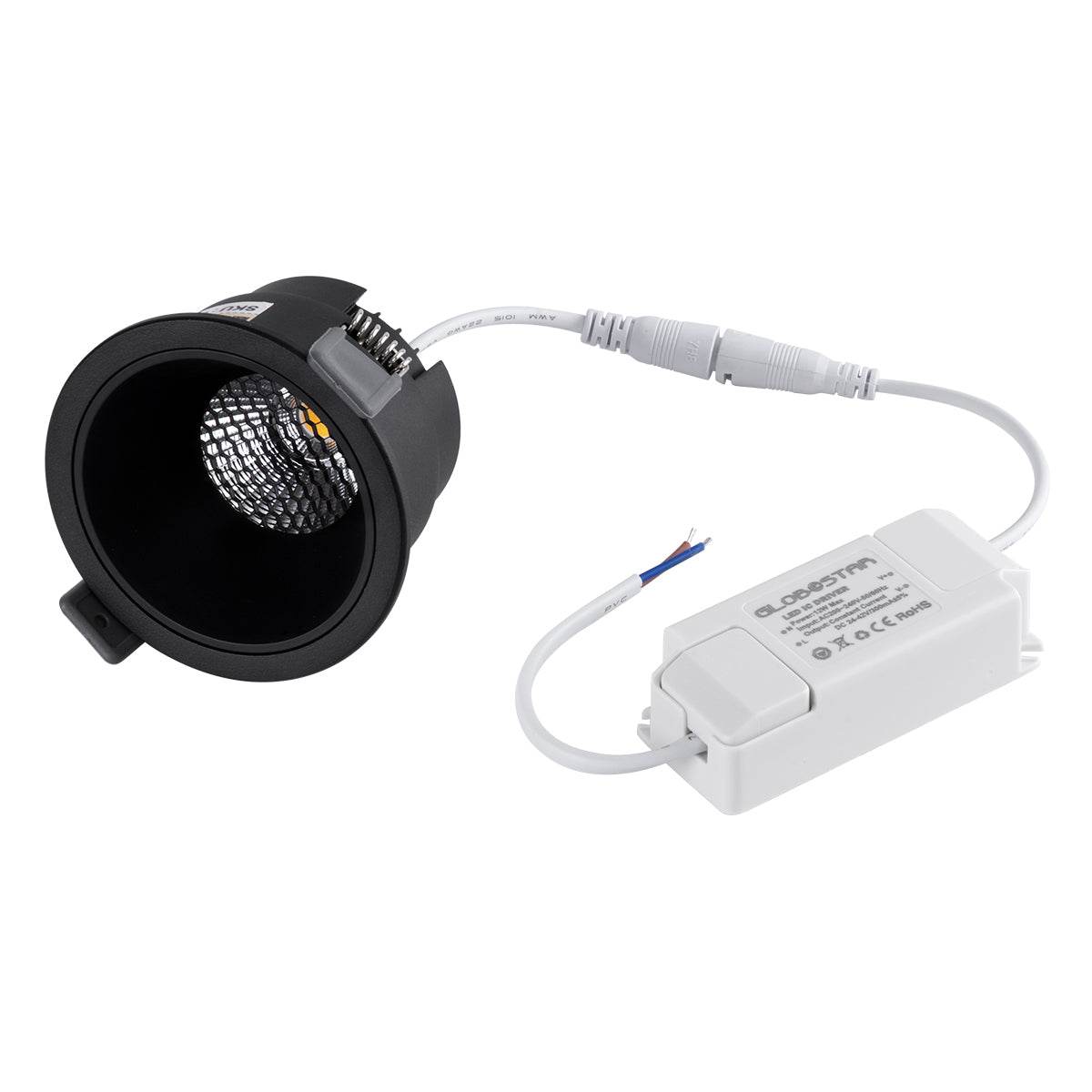 GloboStar® PLUTO-M 60256 Χωνευτό LED Spot Downlight TrimLess Φ8.4cm 10W 1300lm 38° AC 220-240V IP20 Φ8.4 x Υ5.9cm - Στρόγγυλο - Μαύρο & Anti-Glare HoneyComb - Φυσικό Λευκό 4500K - Bridgelux COB - 5 Years Warranty - ledmania.gr