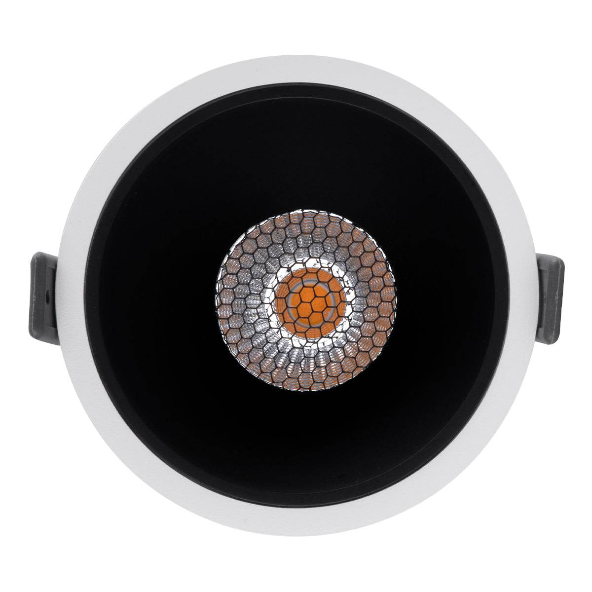 GloboStar® PLUTO-B 60259 Χωνευτό LED Spot Downlight TrimLess Φ10.4cm 15W 1875lm 38° AC 220-240V IP20 Φ10.4 x Υ6.5cm - Στρόγγυλο - Λευκό με Μαύρο Κάτοπτρο & Anti-Glare HoneyComb - Θερμό Λευκό 2700K - Bridgelux COB - 5 Years Warranty - ledmania.gr