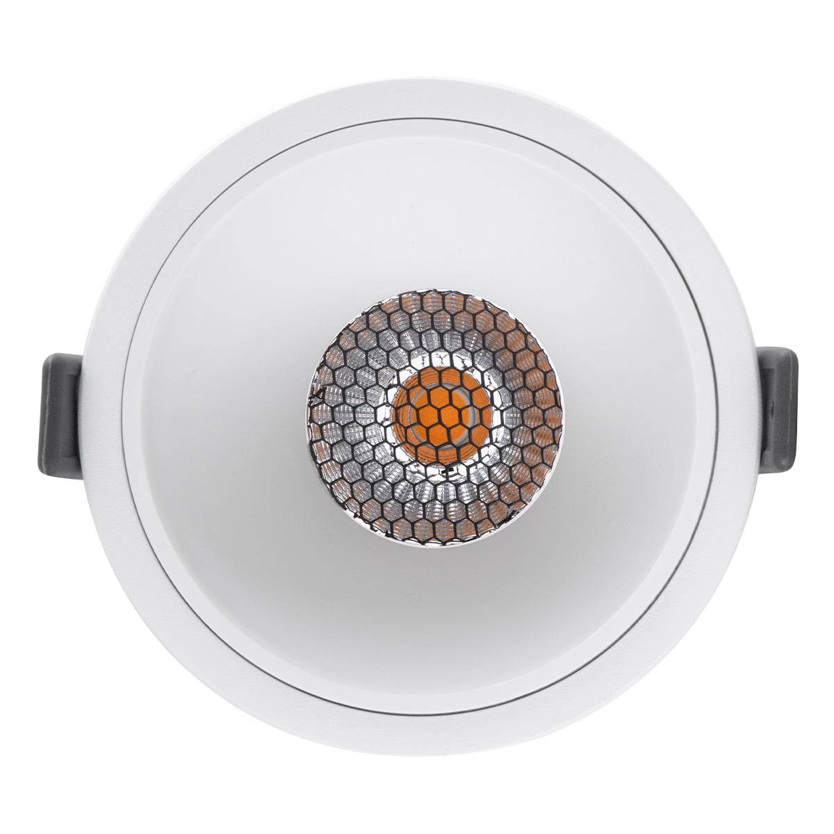 GloboStar® PLUTO-B 60261 Χωνευτό LED Spot Downlight TrimLess Φ10.4cm 15W 1875lm 38° AC 220-240V IP20 Φ10.4 x Υ6.5cm - Στρόγγυλο - Λευκό & Anti-Glare HoneyComb - Θερμό Λευκό 2700K - Bridgelux COB - 5 Years Warranty - ledmania.gr