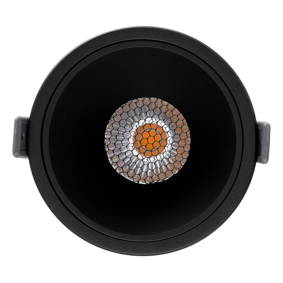 GloboStar® PLUTO-B 60263 Χωνευτό LED Spot Downlight TrimLess Φ10.4cm 15W 1875lm 38° AC 220-240V IP20 Φ10.4 x Υ6.5cm - Στρόγγυλο - Μαύρο & Anti-Glare HoneyComb - Θερμό Λευκό 2700K - Bridgelux COB - 5 Years Warranty - ledmania.gr