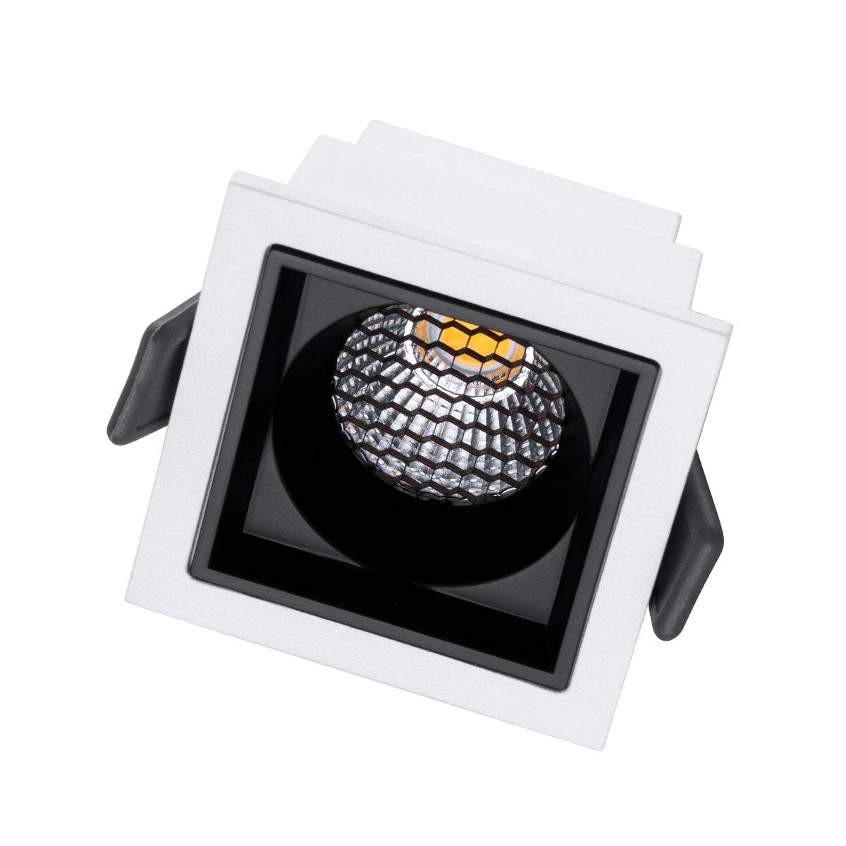 GloboStar® PLUTO-S 60264 Χωνευτό LED Spot Downlight TrimLess Μ6.4xΠ6.4cm 7W 910lm 38° AC 220-240V IP20 Μ6.4 x Π6.4 x Υ4.9cm - Τετράγωνο - Λευκό με Μαύρο Κάτοπτρο & Anti-Glare HoneyComb - Φυσικό Λευκό 4500K - Bridgelux COB - 5 Years Warranty - ledmania.gr