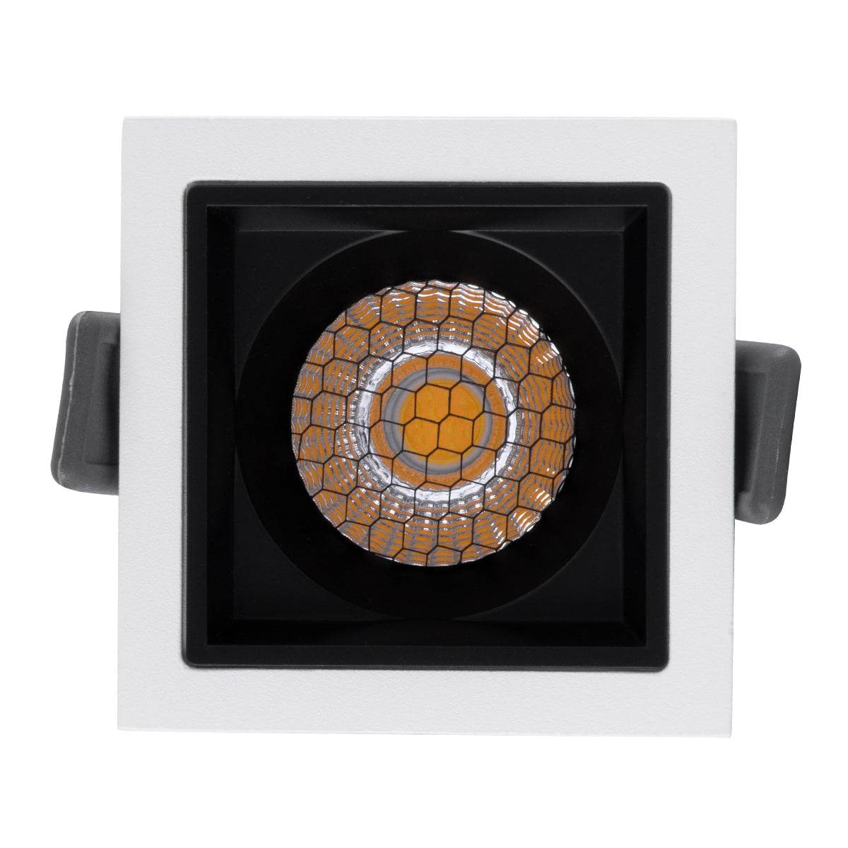 GloboStar® PLUTO-S 60264 Χωνευτό LED Spot Downlight TrimLess Μ6.4xΠ6.4cm 7W 910lm 38° AC 220-240V IP20 Μ6.4 x Π6.4 x Υ4.9cm - Τετράγωνο - Λευκό με Μαύρο Κάτοπτρο & Anti-Glare HoneyComb - Φυσικό Λευκό 4500K - Bridgelux COB - 5 Years Warranty - ledmania.gr