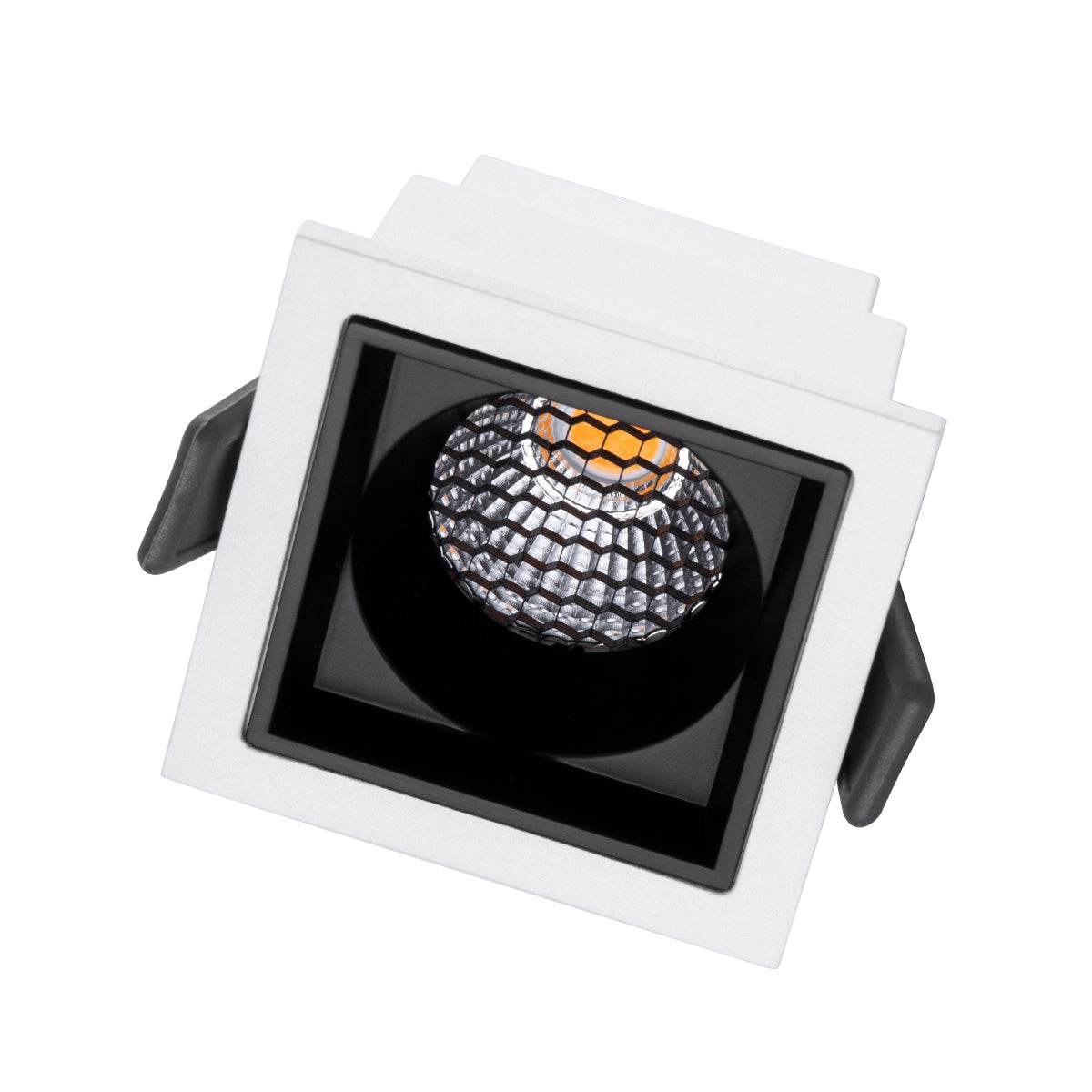 GloboStar® PLUTO-S 60265 Χωνευτό LED Spot Downlight TrimLess Μ6.4xΠ6.4cm 7W 875lm 38° AC 220-240V IP20 Μ6.4 x Π6.4 x Υ4.9cm - Τετράγωνο - Λευκό με Μαύρο Κάτοπτρο & Anti-Glare HoneyComb - Θερμό Λευκό 2700K - Bridgelux COB - 5 Years Warranty - ledmania.gr