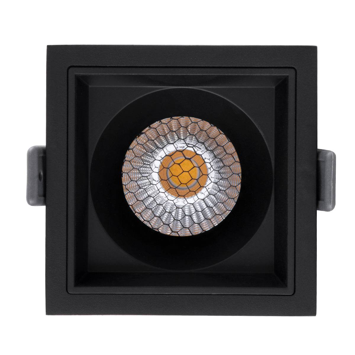 GloboStar® PLUTO-M 60274 Χωνευτό LED Spot Downlight TrimLess Μ8.4xΠ8.4cm 10W 1300lm 38° AC 220-240V IP20 Μ8.4 x Π8.4 x Υ5.9cm - Τετράγωνο - Μαύρο & Anti-Glare HoneyComb - Φυσικό Λευκό 4500K - Bridgelux COB - 5 Years Warranty - ledmania.gr