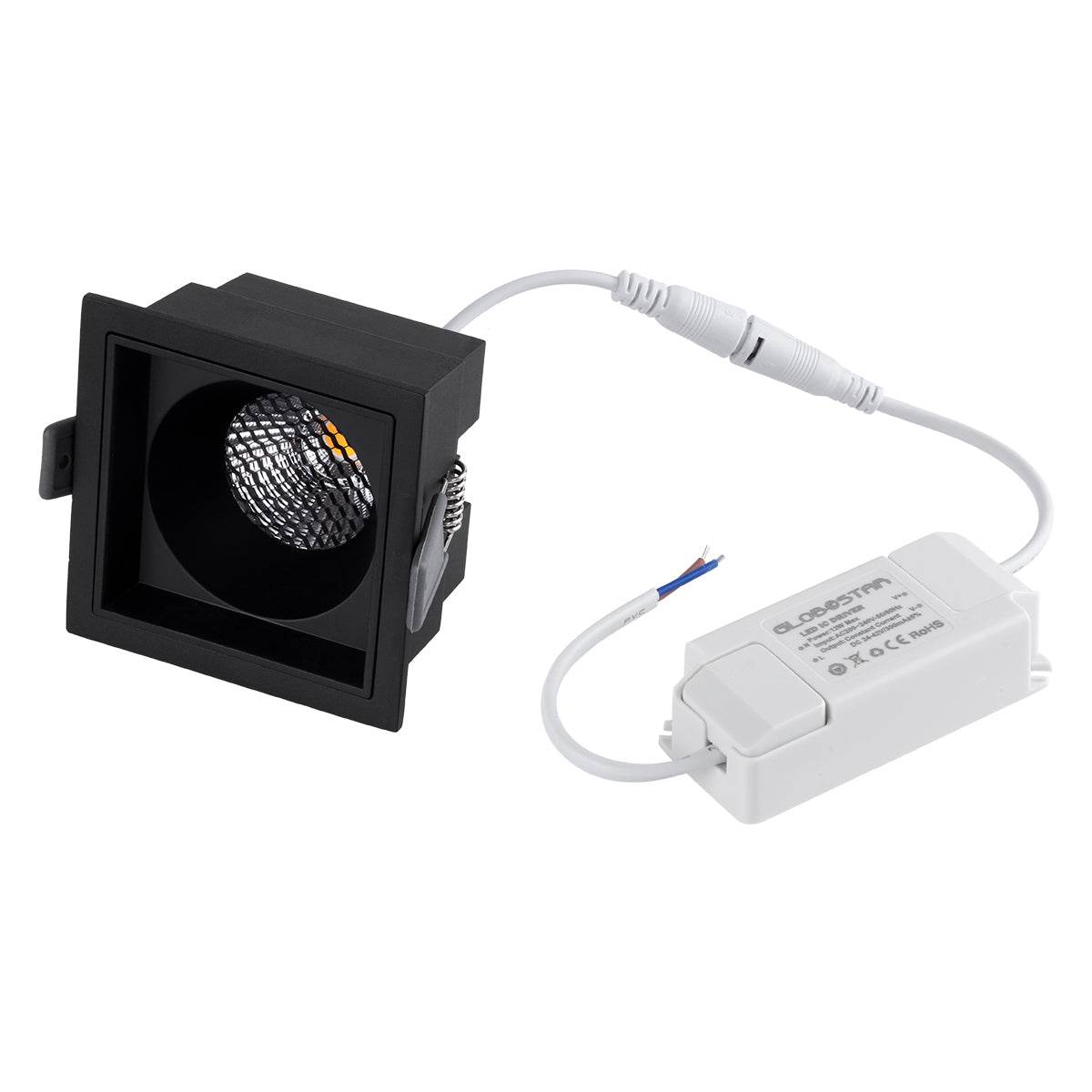 GloboStar® PLUTO-M 60274 Χωνευτό LED Spot Downlight TrimLess Μ8.4xΠ8.4cm 10W 1300lm 38° AC 220-240V IP20 Μ8.4 x Π8.4 x Υ5.9cm - Τετράγωνο - Μαύρο & Anti-Glare HoneyComb - Φυσικό Λευκό 4500K - Bridgelux COB - 5 Years Warranty - ledmania.gr