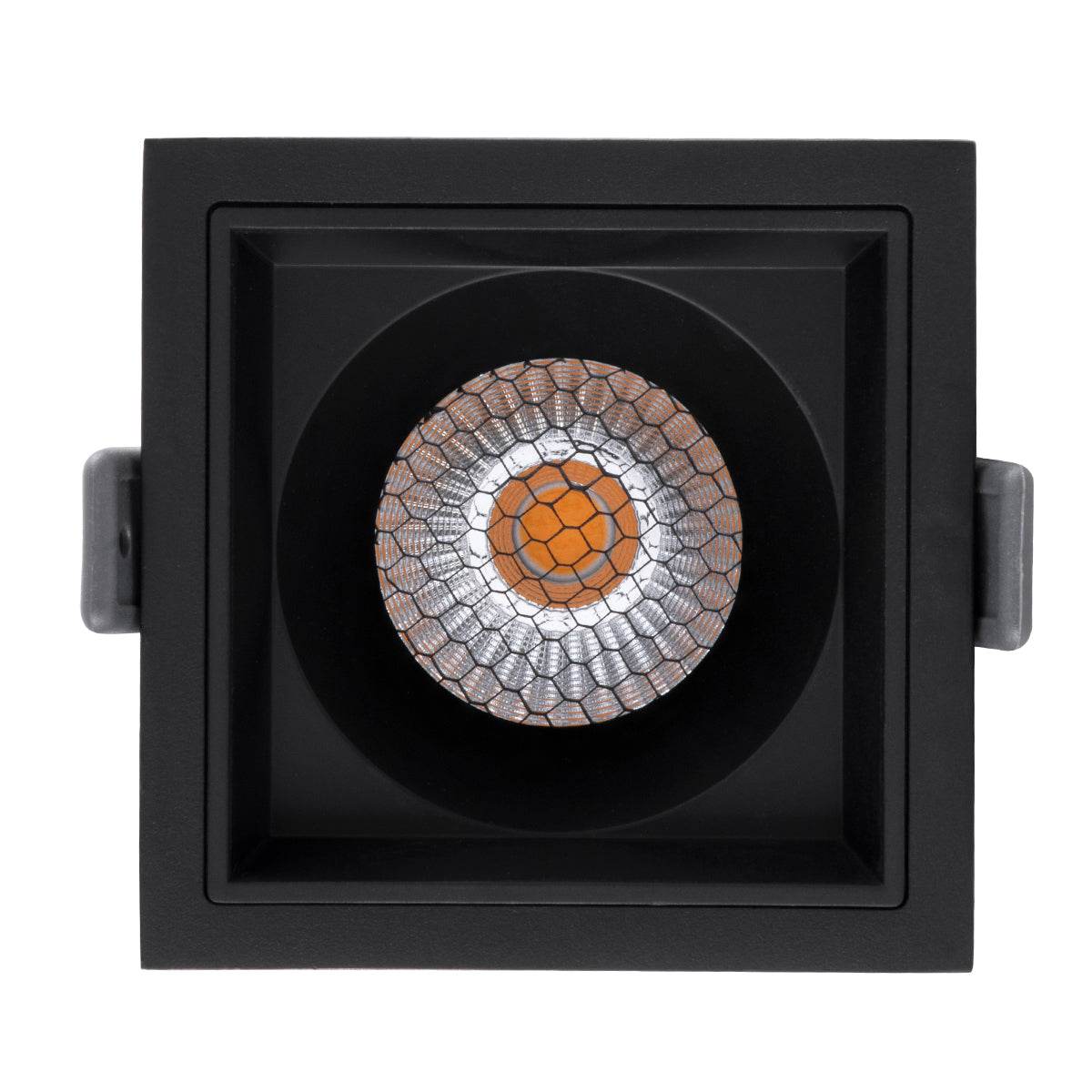 GloboStar® PLUTO-M 60275 Χωνευτό LED Spot Downlight TrimLess Μ8.4xΠ8.4cm 10W 1250lm 38° AC 220-240V IP20 Μ8.4 x Π8.4 x Υ5.9cm - Τετράγωνο - Μαύρο & Anti-Glare HoneyComb - Θερμό Λευκό 2700K - Bridgelux COB - 5 Years Warranty - ledmania.gr