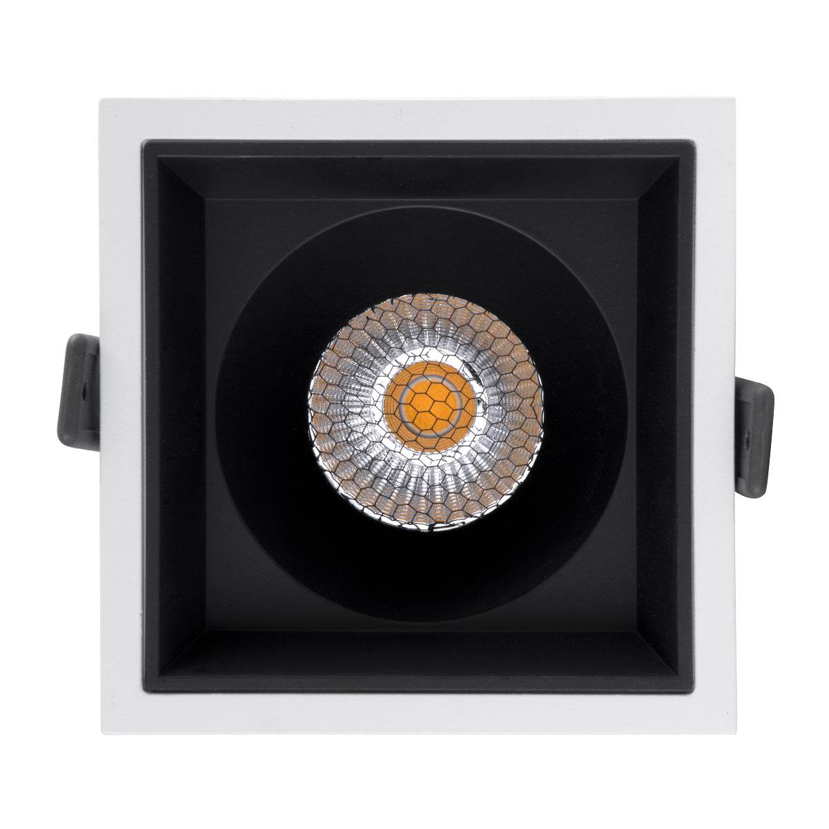 GloboStar® PLUTO-B 60276 Χωνευτό LED Spot Downlight TrimLess Μ10.4xΠ10.4cm 15W 1950lm 38° AC 220-240V IP20 Μ10.4 x Π10.4 x Υ6.5cm - Τετράγωνο - Λευκό με Μαύρο Κάτοπτρο & Anti-Glare HoneyComb - Φυσικό Λευκό 4500K - Bridgelux COB - 5 Years Warranty - ledmania.gr