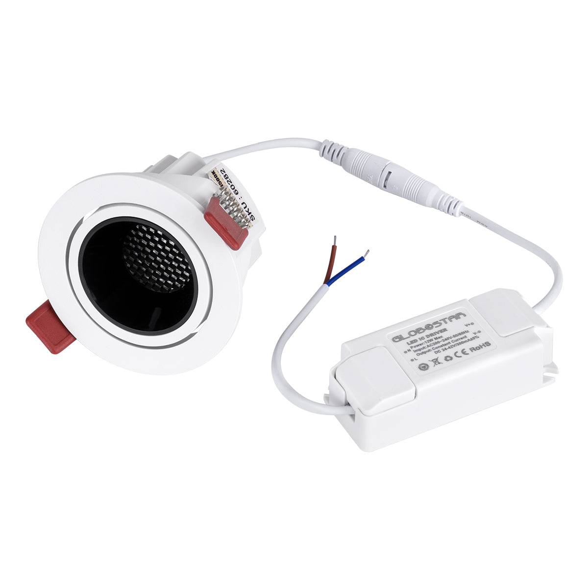 GloboStar® LEO-R 60282 Χωνευτό LED Spot Downlight TrimLess Φ8.5cm 10W 1300lm 38° AC 220-240V IP20 Φ8.5 x Υ6.6cm - Στρόγγυλο - Κινούμενο - Λευκό με Μαύρο Κάτοπτρο & Anti-Glare HoneyComb - Φυσικό Λευκό 4500K - Bridgelux COB - 5 Years Warranty - ledmania.gr