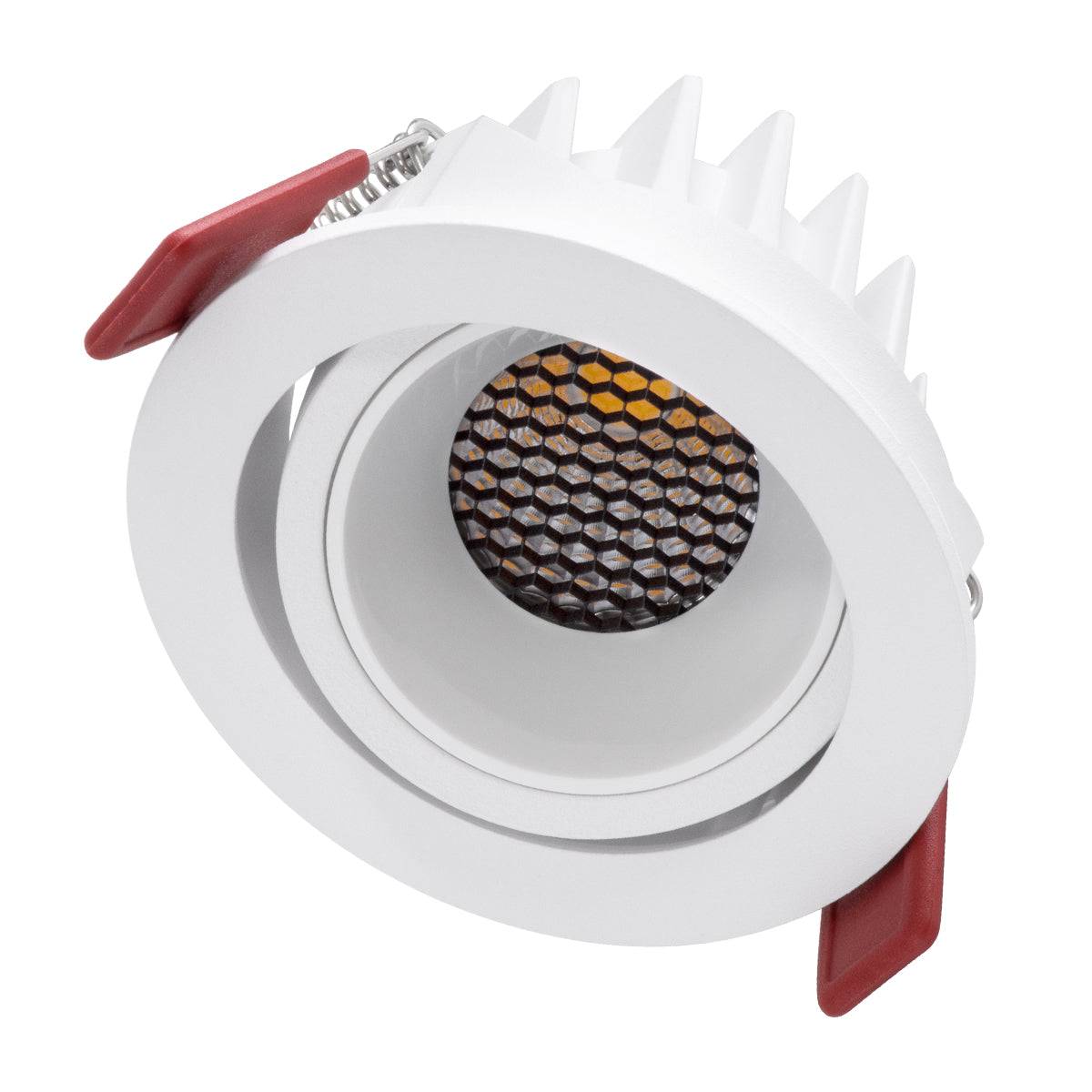 GloboStar® LEO-R 60284 Χωνευτό LED Spot Downlight TrimLess Φ8.5cm 10W 1300lm 38° AC 220-240V IP20 Φ8.5 x Υ6.6cm - Στρόγγυλο - Κινούμενο - Λευκό & Anti-Glare HoneyComb - Φυσικό Λευκό 4500K - Bridgelux COB - 5 Years Warranty - ledmania.gr