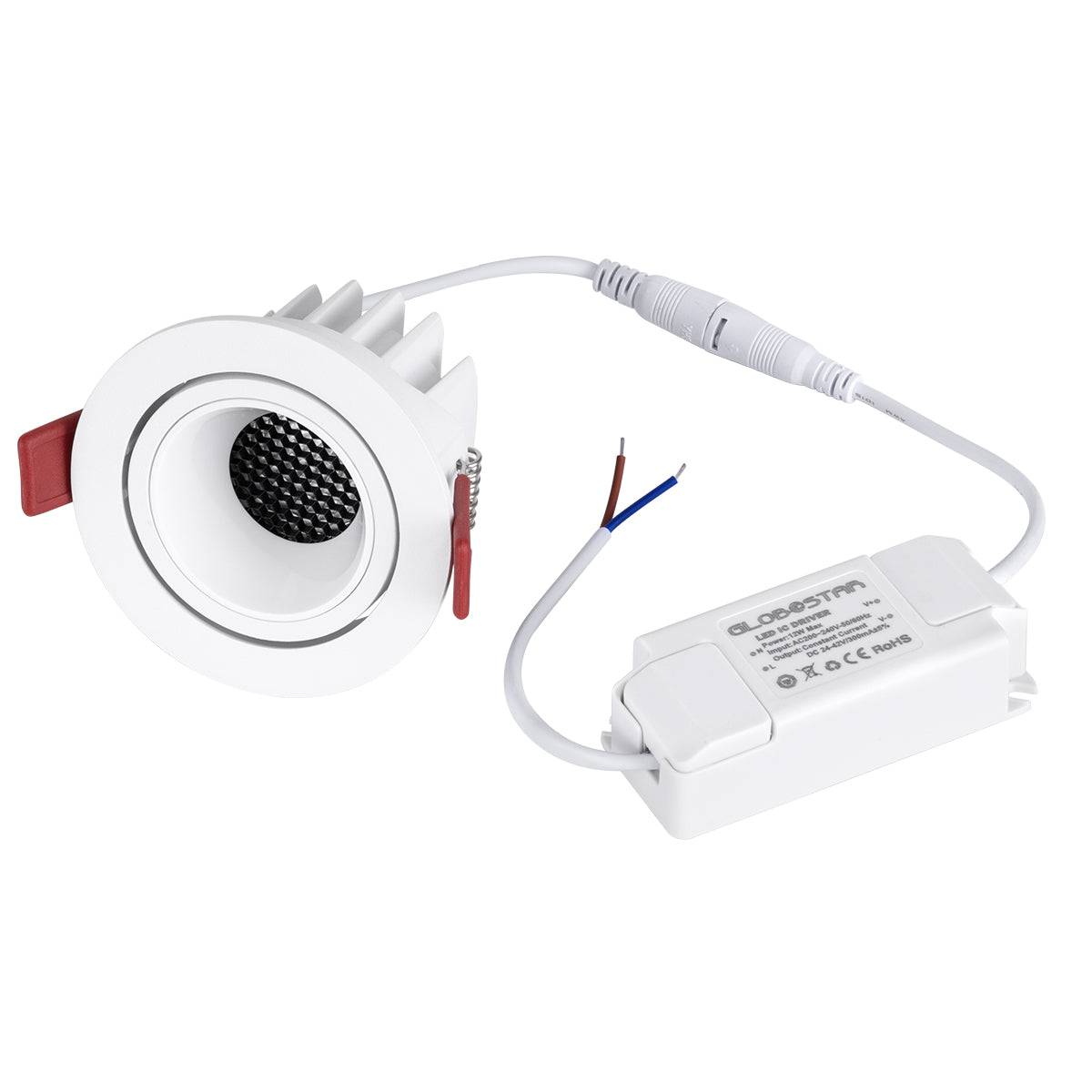 GloboStar® LEO-R 60285 Χωνευτό LED Spot Downlight TrimLess Φ8.5cm 10W 1250lm 38° AC 220-240V IP20 Φ8.5 x Υ6.6cm - Στρόγγυλο - Κινούμενο - Λευκό & Anti-Glare HoneyComb - Θερμό Λευκό 2700K - Bridgelux COB - 5 Years Warranty - ledmania.gr