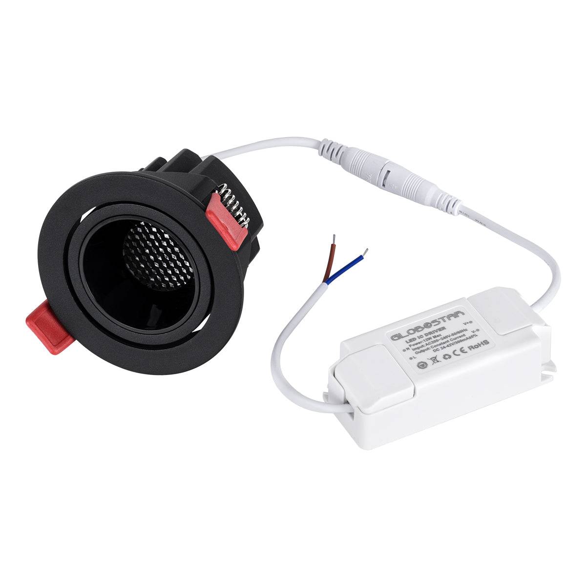 GloboStar® LEO-R 60286 Χωνευτό LED Spot Downlight TrimLess Φ8.5cm 10W 1300lm 38° AC 220-240V IP20 Φ8.5 x Υ6.6cm - Στρόγγυλο - Κινούμενο - Μαύρο & Anti-Glare HoneyComb - Φυσικό Λευκό 4500K - Bridgelux COB - 5 Years Warranty - ledmania.gr