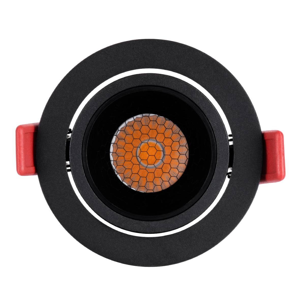 GloboStar® LEO-R 60287 Χωνευτό LED Spot Downlight TrimLess Φ8.5cm 10W 1250lm 38° AC 220-240V IP20 Φ8.5 x Υ6.6cm - Στρόγγυλο - Κινούμενο - Μαύρο & Anti-Glare HoneyComb - Θερμό Λευκό 2700K - Bridgelux COB - 5 Years Warranty - ledmania.gr
