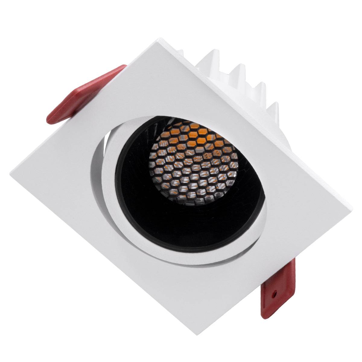 GloboStar® LEO-SQ 60289 Χωνευτό LED Spot Downlight TrimLess Μ8.5xΠ8.5cm 10W 1250lm 38° AC 220-240V IP20 Μ8.5 x Π8.5 x Υ6.6cm - Τετράγωνο - Κινούμενο - Λευκό με Μαύρο Κάτοπτρο & Anti-Glare HoneyComb - Θερμό Λευκό 2700K - Bridgelux COB - 5 Years Warranty - ledmania.gr