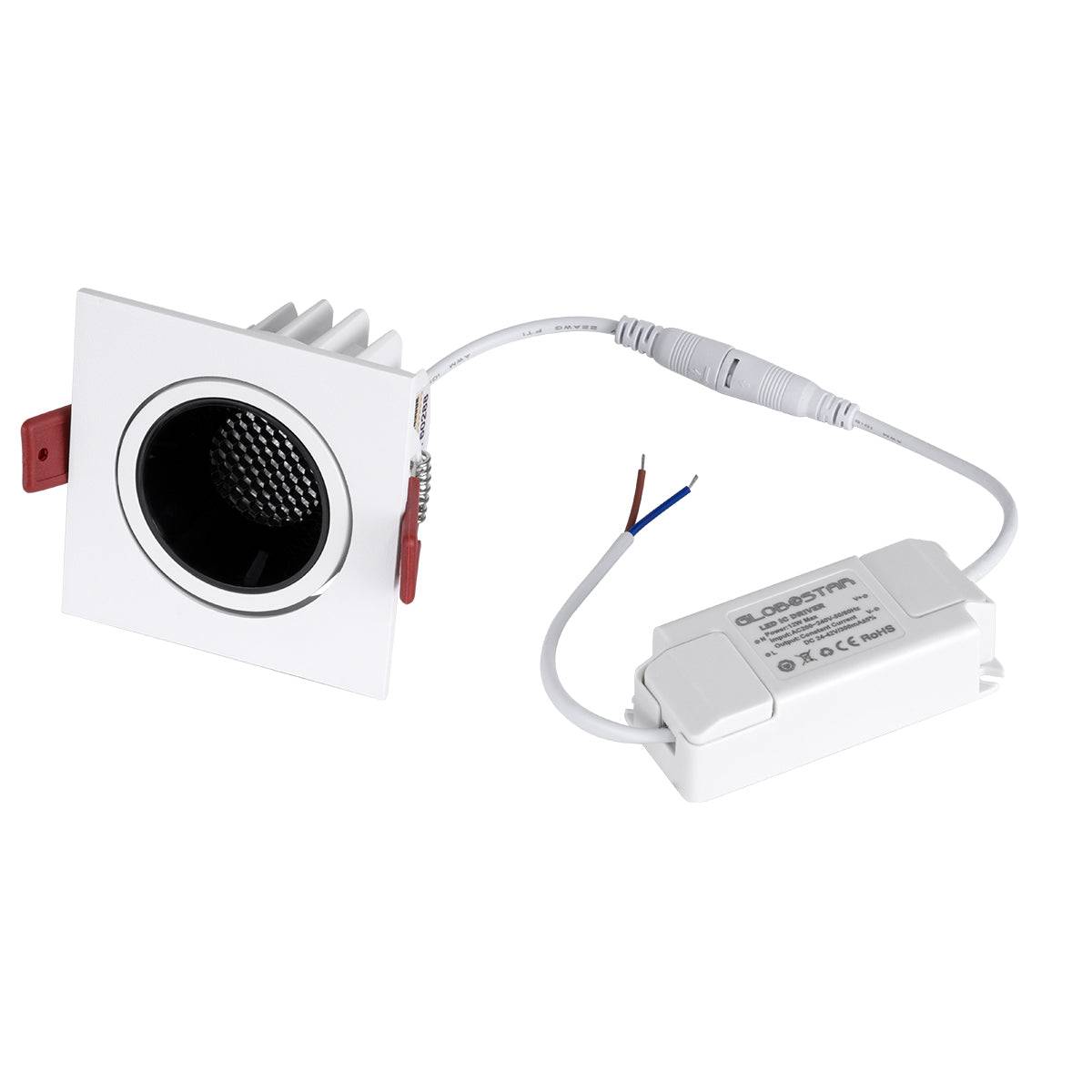 GloboStar® LEO-SQ 60289 Χωνευτό LED Spot Downlight TrimLess Μ8.5xΠ8.5cm 10W 1250lm 38° AC 220-240V IP20 Μ8.5 x Π8.5 x Υ6.6cm - Τετράγωνο - Κινούμενο - Λευκό με Μαύρο Κάτοπτρο & Anti-Glare HoneyComb - Θερμό Λευκό 2700K - Bridgelux COB - 5 Years Warranty - ledmania.gr