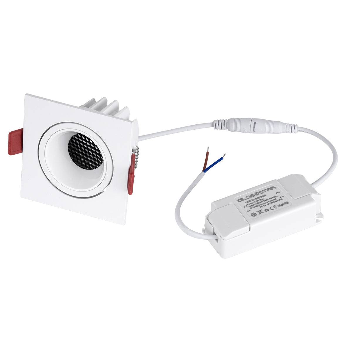 GloboStar® LEO-SQ 60290 Χωνευτό LED Spot Downlight TrimLess Μ8.5xΠ8.5cm 10W 1300lm 38° AC 220-240V IP20 Μ8.5 x Π8.5 x Υ6.6cm - Τετράγωνο - Κινούμενο - Λευκό & Anti-Glare HoneyComb - Φυσικό Λευκό 4500K - Bridgelux COB - 5 Years Warranty - ledmania.gr