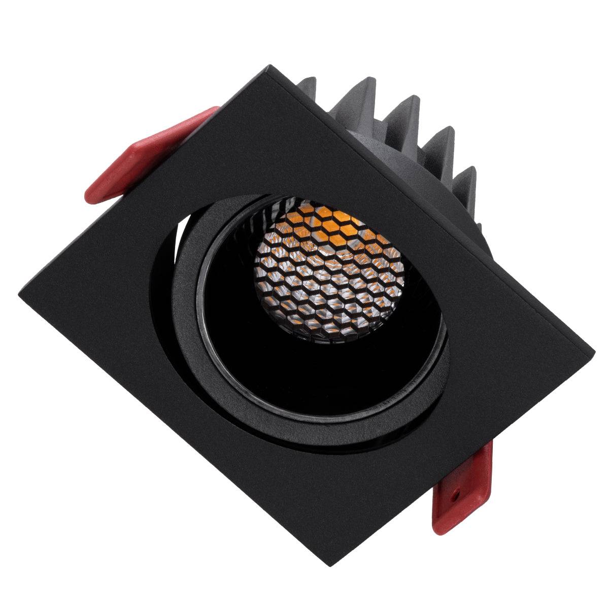 GloboStar® LEO-SQ 60292 Χωνευτό LED Spot Downlight TrimLess Μ8.5xΠ8.5cm 10W 1300lm 38° AC 220-240V IP20 Μ8.5 x Π8.5 x Υ6.6cm - Τετράγωνο - Κινούμενο - Μαύρο & Anti-Glare HoneyComb - Φυσικό Λευκό 4500K - Bridgelux COB - 5 Years Warranty - ledmania.gr