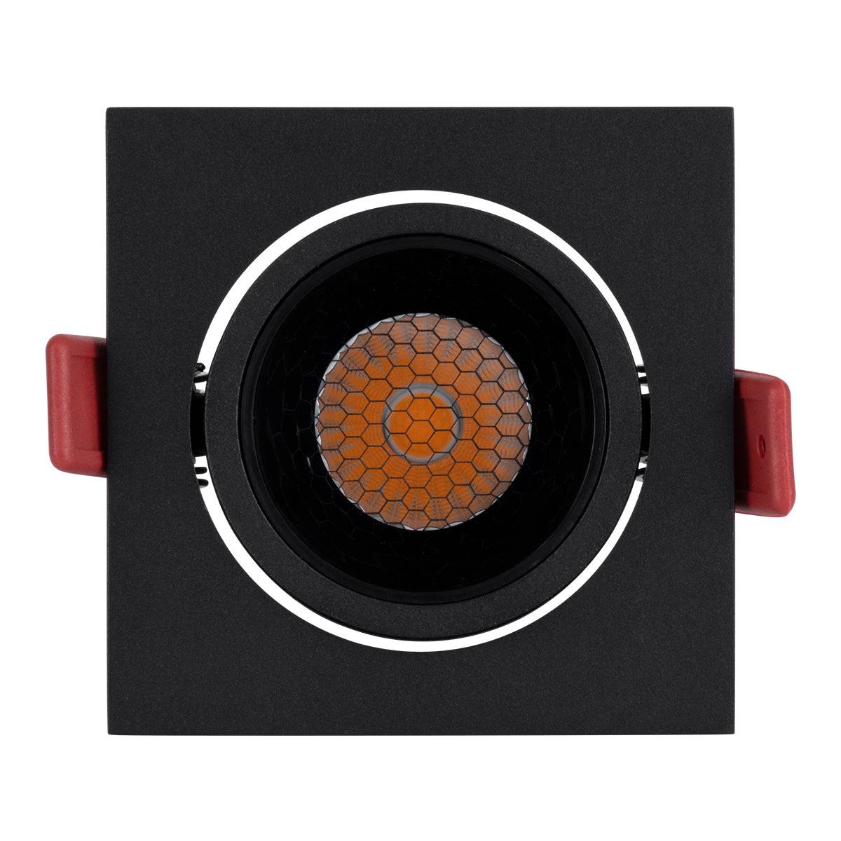 GloboStar® LEO-SQ 60293 Χωνευτό LED Spot Downlight TrimLess Μ8.5xΠ8.5cm 10W 1250lm 38° AC 220-240V IP20 Μ8.5 x Π8.5 x Υ6.6cm - Τετράγωνο - Κινούμενο - Μαύρο & Anti-Glare HoneyComb - Θερμό Λευκό 2700K - Bridgelux COB - 5 Years Warranty - ledmania.gr