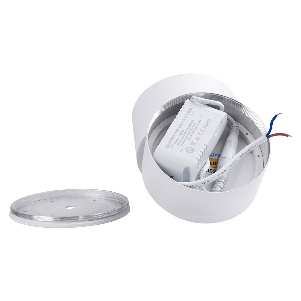 GloboStar® OMEGA-S 60298 Επιφανειακό LED Spot Downlight Φ10cm 12W 1560lm 36° AC 220-240V IP20 Φ10 x Υ10.5cm - Στρόγγυλο - Λευκό - Φυσικό Λευκό 4500K - Bridgelux COB - 5 Years Warranty - ledmania.gr