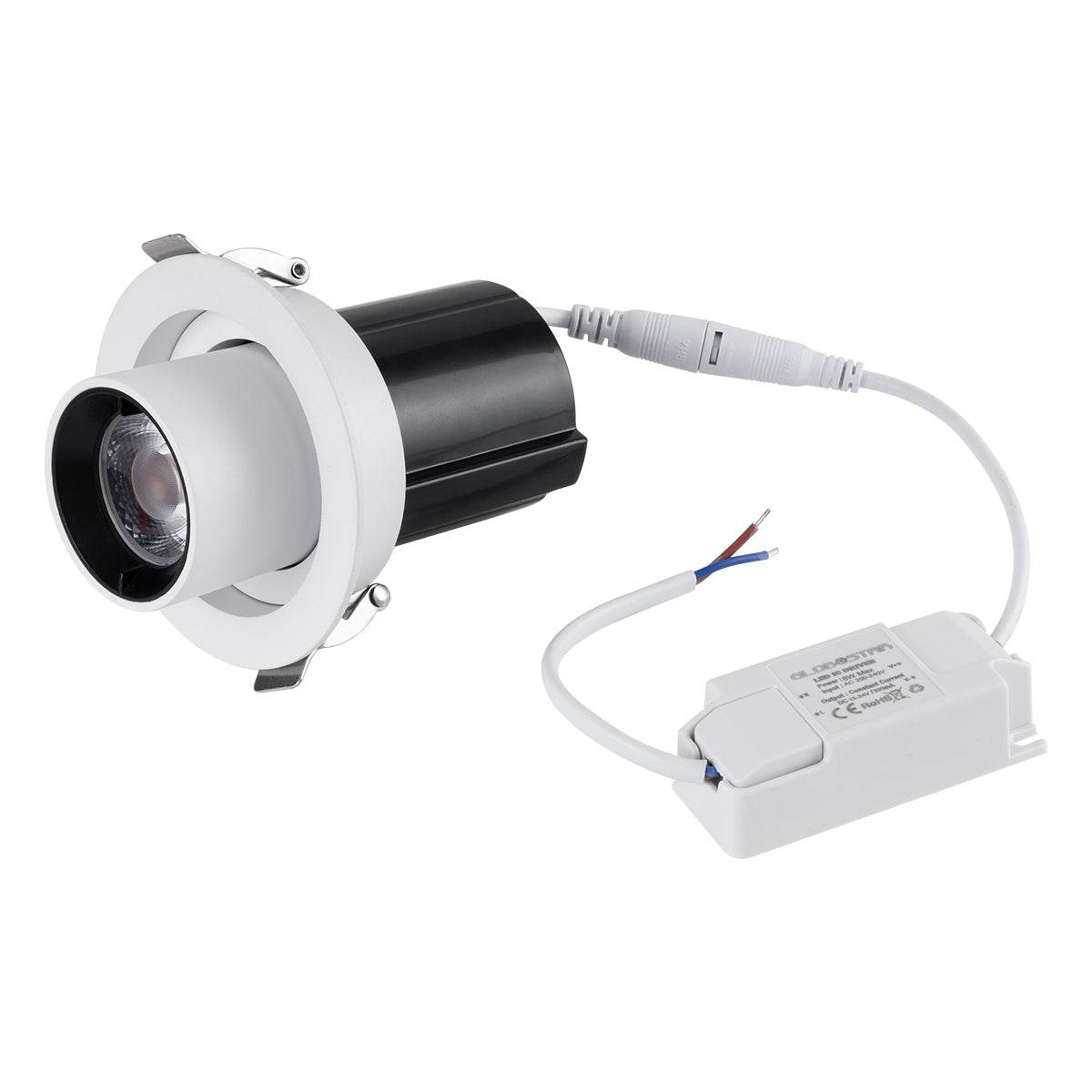 GloboStar® VIRGO-S 60303 Χωνευτό LED Spot Downlight TrimLess Φ9cm 7W 875lm 36° AC 220-240V IP20 Φ9cm x Υ9cm - Στρόγγυλο - Λευκό με Μαύρο Κάτοπτρο - Θερμό Λευκό 2700K - Bridgelux COB - 5 Years Warranty - ledmania.gr