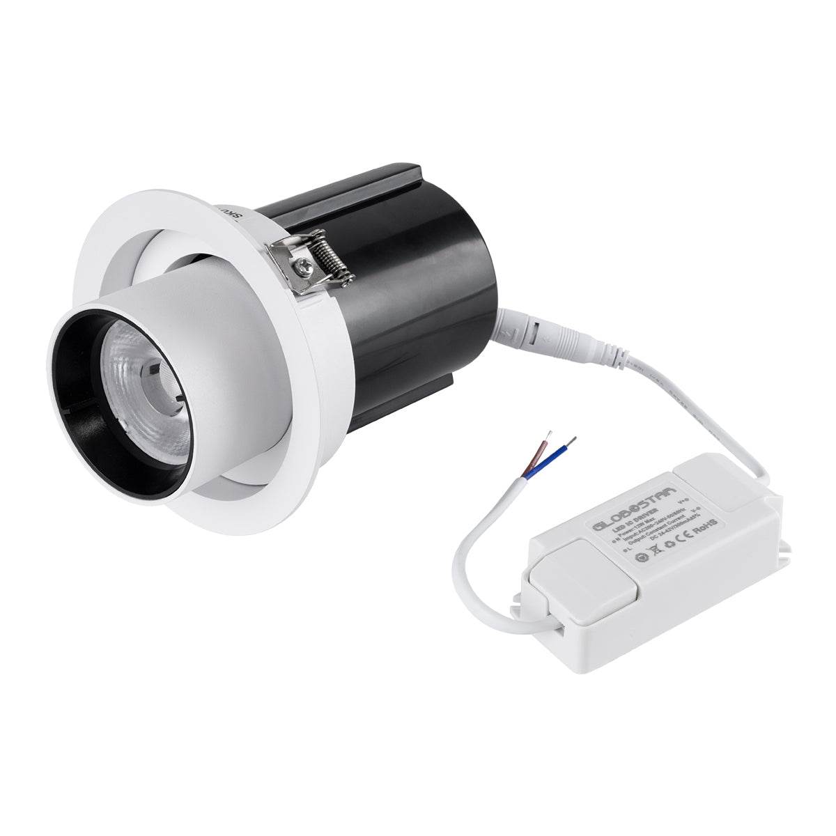 GloboStar® VIRGO-M 60307 Χωνευτό LED Spot Downlight TrimLess Φ11cm 12W 1500lm 36° AC 220-240V IP20 Φ11cm x Υ11.5cm - Στρόγγυλο - Λευκό με Μαύρο Κάτοπτρο - Θερμό Λευκό 2700K - Bridgelux COB - 5 Years Warranty - ledmania.gr