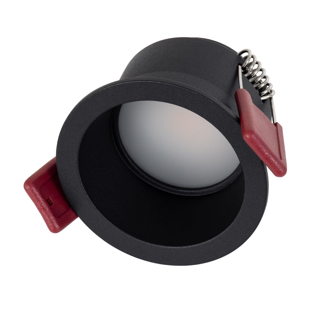 GloboStar® IP 60343 Χωνευτό LED Spot Downlight TrimLess Μπάνιου & WC Φ6.6cm 7W 700lm 45° AC 220-240V IP44 Φ6.6 x Υ5.3cm - Στρόγγυλο - Μαύρο - Θερμό Λευκό 2700K - Bridgelux COB - TÜV Certified Driver