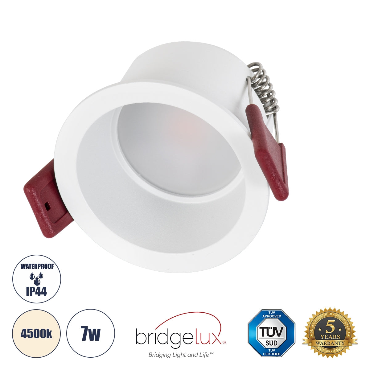 GloboStar® IP 60344 Χωνευτό LED Spot Downlight TrimLess Μπάνιου & WC Φ6.6cm 7W 750lm 45° AC 220-240V IP44 Φ6.6 x Υ5.3cm - Στρόγγυλο - Λευκό - Φυσικό Λευκό 4500K - Bridgelux COB - TÜV Certified Driver