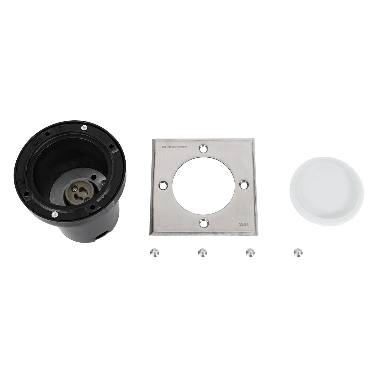 GloboStar® GIGO 60364 Χωνευτό Τετράγωνο Σποτ Δαπέδου για Λάμπα MR16 με Ντουί GU10 - Αδιάβροχο IP68 - IK09 - Ανοξείδωτο Ατσάλι / Stainless Steel 316 - Tempered Glass - Μ11 x Π11 x Υ11.5cm - Nickel Ματ - ledmania.gr