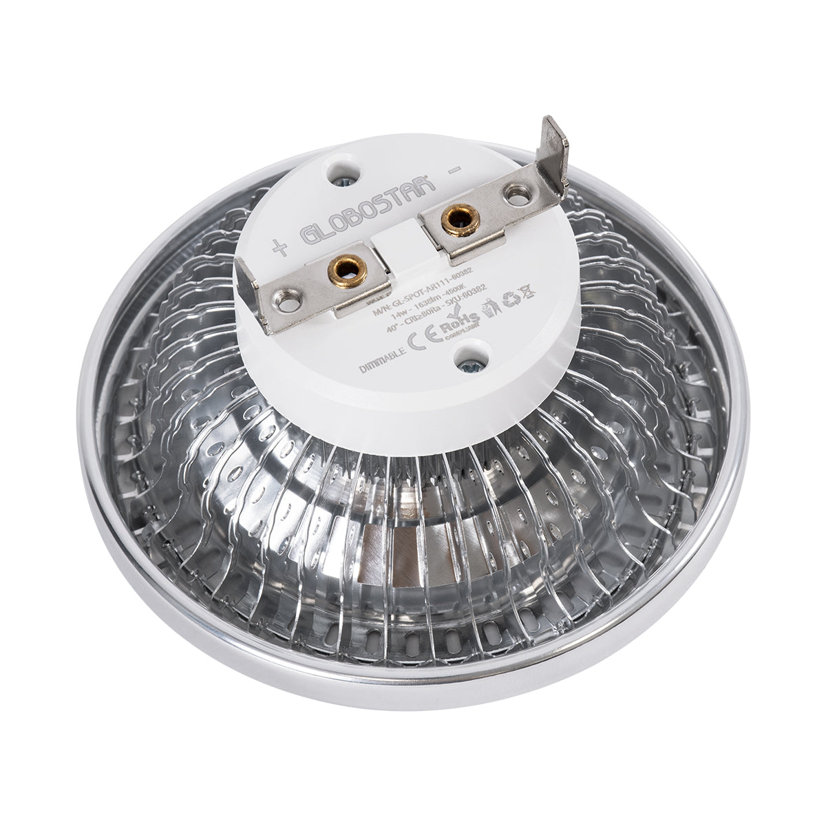 GloboStar® DARKO 60381 Σποτ LED Indirect Anti-Glare AR111 14W 1694lm 40° AC 220-240V IP20 Φ11.1 x Υ6.6cm Ψυχρό Λευκό 6000K Dimmable - Bridgelux High Lumen COB Gen2 - TÜV Certified Driver - 5 Years Warranty