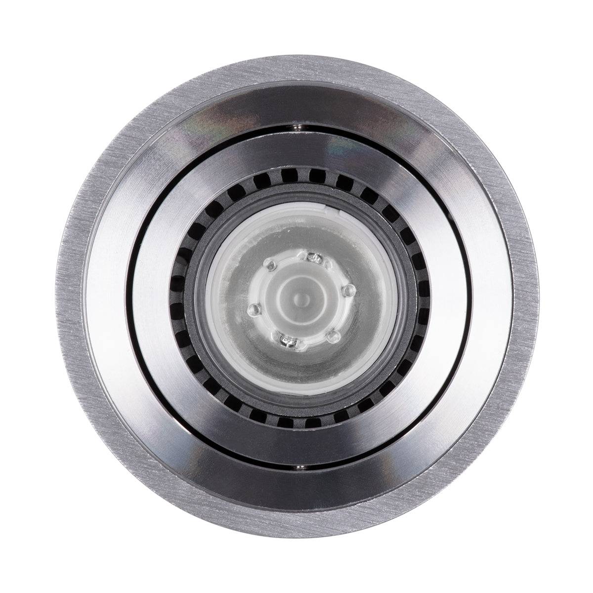 GloboStar® AKIRA 60619 Επιφανειακό Κινούμενο Στρόγγυλο Φωτιστικό Σποτ Αλουμινίου με Ντουί GU10 AC 220-240V IP44 Φ8 x Υ10cm - Ασημί Βούρτσας - 5 Years Warranty - ledmania.gr