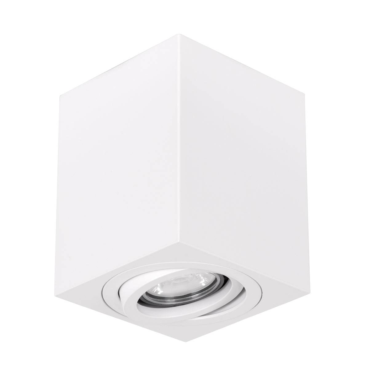 GloboStar® AKIRA 60622 Επιφανειακό Κινούμενο Τετράγωνο Φωτιστικό Σποτ Αλουμινίου με Ντουί GU10 AC 220-240V IP44 Μ8 x Π8 x Υ10cm - Λευκό - 5 Years Warranty - ledmania.gr