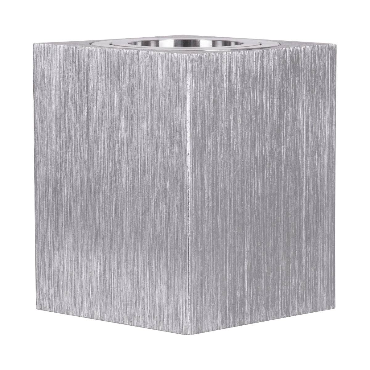 GloboStar® AKIRA 60623 Επιφανειακό Κινούμενο Τετράγωνο Φωτιστικό Σποτ Αλουμινίου με Ντουί GU10 AC 220-240V IP44 Μ8 x Π8 x Υ10cm - Ασημί Βούρτσας - 5 Years Warranty - ledmania.gr