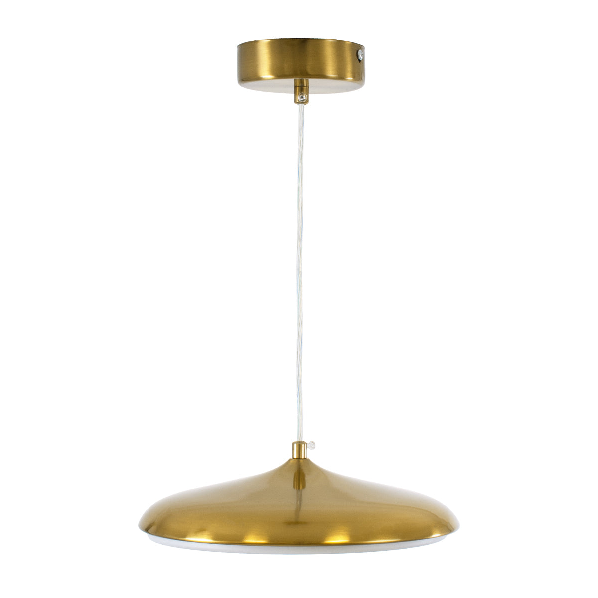 GloboStar® BARON 60886 Κρεμαστή Πλαφονιέρα Οροφής LED CCT 12W 1440lm 120° AC 220-240V - Εναλλαγή Φωτισμού μέσω Διακόπτη On/Off All In One Ψυχρό 6000k+Φυσικό 4500k+Θερμό 2700k Φ25 x Υ8cm - Χρυσό Πλατίνα - 3 Years Warranty - ledmania.gr