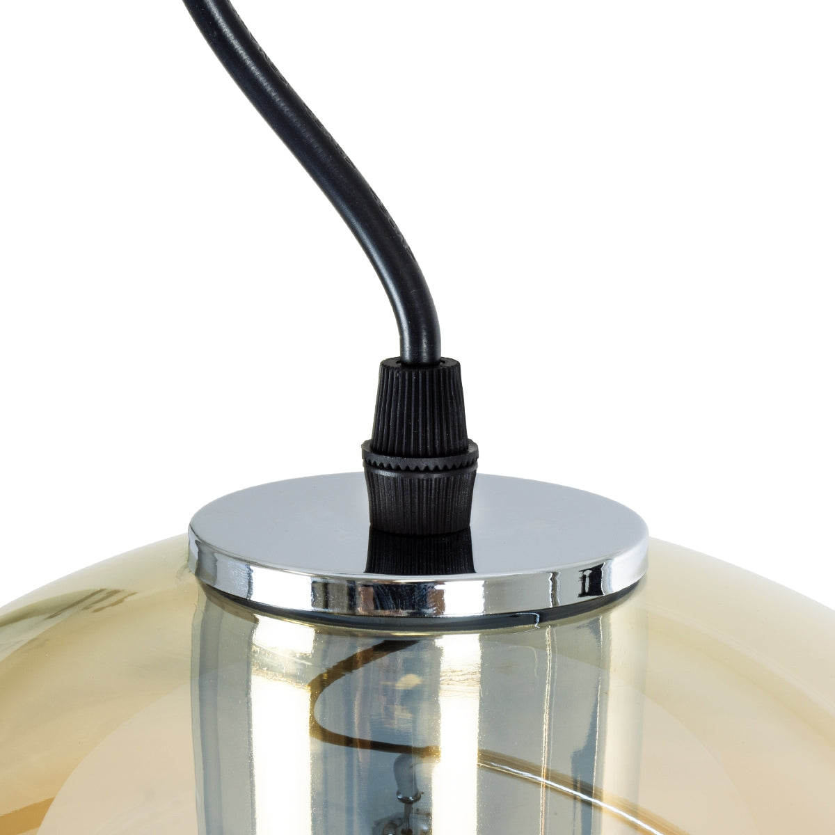 GloboStar® GLASSO 60927 Μοντέρνο Κρεμαστό Φωτιστικό Οροφής Μονόφωτο 1 x E27 Φιμέ Καθρεπτιζέ Χρυσό Μελί Γυάλινη Μπάλα με Μεταλλικό Επιχρωμιωμένο Σώμα Φ27 x Υ52cm - ledmania.gr