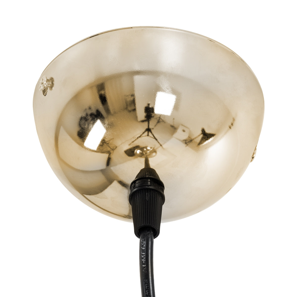 GloboStar® GLASSO 60927 Μοντέρνο Κρεμαστό Φωτιστικό Οροφής Μονόφωτο 1 x E27 Φιμέ Καθρεπτιζέ Χρυσό Μελί Γυάλινη Μπάλα με Μεταλλικό Επιχρωμιωμένο Σώμα Φ27 x Υ52cm - ledmania.gr