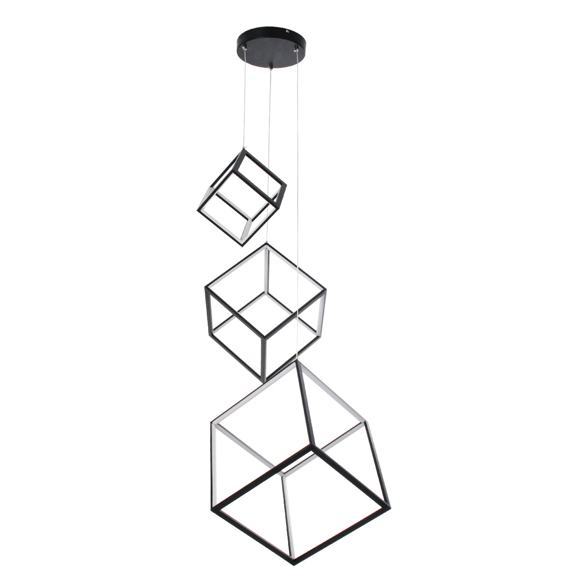 GloboStar® KIBOO-TRIO 60931 Κρεμαστό Φωτιστικό Οροφής Design LED CCT 90W 10350lm 360° AC 220-240V - Εναλλαγή Φωτισμού μέσω Τηλεχειριστηρίου All In One Ψυχρό 6000k+Φυσικό 4500k+Θερμό 2700k Dimmable Μ60 x Π60 x Υ80cm - Μαύρο - 3 Years Warranty - ledmania.gr